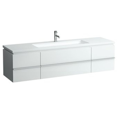 Laufen New Case Living Square onderbouwkast 129x47.6x45.9cm 1 lade. 2 deuren 2 glasplaten hout antraciet eiken