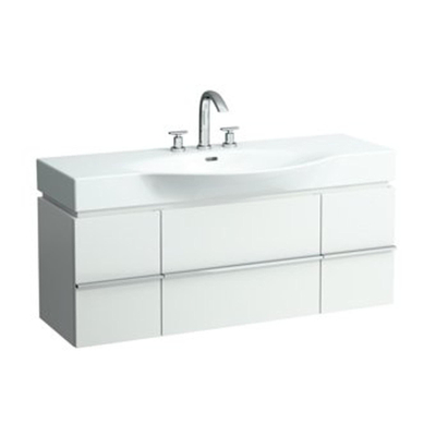 Laufen New Case Palace wastafel onderbouwkast 119.5x37.5x46cm 2 lades. 2 deuren 2 glasplaten. hout antraciet eiken