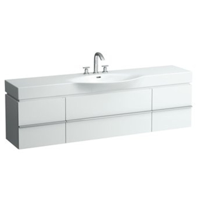 Laufen New Case Palace wastafel onderbouwkast 179x37.5x46cm 1 lade. 2 deuren 2 glasplaten. hout wit mat mat