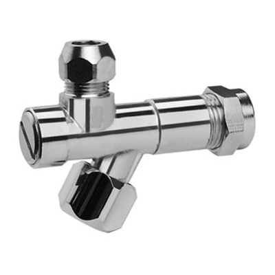 Raminex hoekstopkraan chroom met filter 12x10mm knel voor wastafel bidet en toiletreservoir kiwa