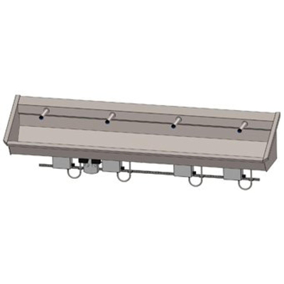 Intersan Sanilav wasgoot 240cm met 4 electronische kranen inox 304 104M9