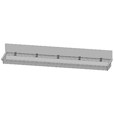 Intersan Sanilav wasgoot met spatbord 300cm met 5 kranen inox 304