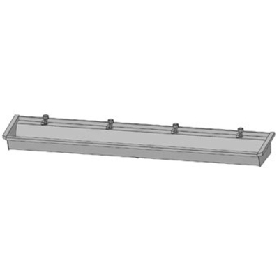 Intersan Sanilav muurwastrog met wastafelkraan met 1/4 draaiknop met verlengde uitloop 240cm 4 personen RVS