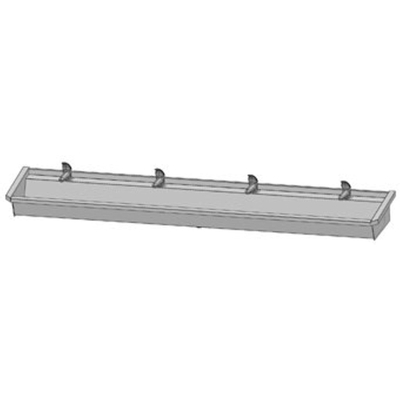 Intersan Sanilav muurwastrog met 1 greeps wastafelkraan 240cm 4 personen RVS