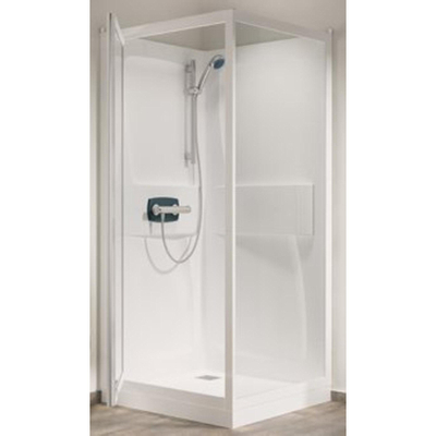 Kinedo Kineprime douchecabine 90x90 met douchebak 15cm en thermostaatkraan helder glas