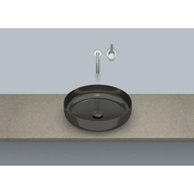 Alape Metallic AB.SO450.1 opbouwwaskom rond Ø45x11.9cm zonder overloop incl. sokkelring en plug dark iron