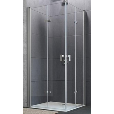 Huppe Design pure 2 delige vouwdeur sft links 120x190cm matzilver helder glas