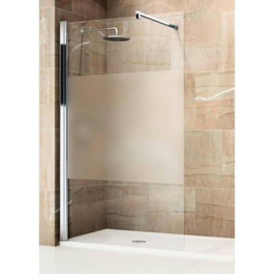 Novellini Giada inloopdouche H 118 120x195cm met muursteun 100cm mat chroom profiel en helder glas met satinband