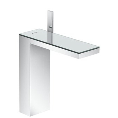 Hansgrohe AXOR MyEdition wastafelkraan 230 m. zwart glas met push open garnituur voorsprong 19.6cm chroom