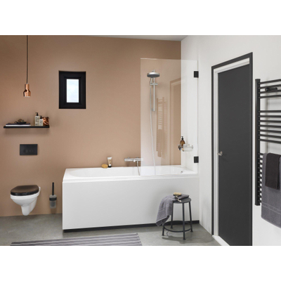 Sealskin I AM badwand 1 delig 750 breed 1600 hoog Mat zwart helder glas met antikalk