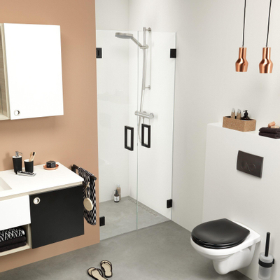 Sealskin I AM Pendeldeuren 100x200cm voor een nis Mat zwart 8mm helder glas met antikalk