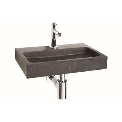 Differnz fonteinset - 38x24x8cm - Rechthoek - 1 kraangat - Chroom - Natuursteen Zwart