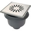 Aquaberg kunststof put/opzetstuk met onderaansluiting 75mm RVS rooster verstelbaar 20x20cm met PPC emmer reukslot 60mm 2300050