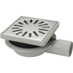 Aquaberg kunststof put /opzetstuk met zijaansluiting 50mm 15x15cm met PPC reukslot 32mm RVS rooster vert./hor zonder verst 2300042