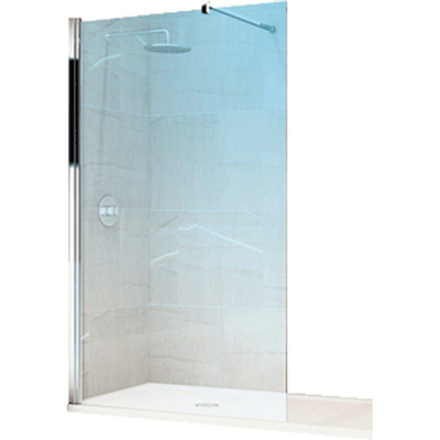 Novellini Giada inloopdouche H 98 100x195cn met muursteun 100cm mat-chroom profiel en helder glas