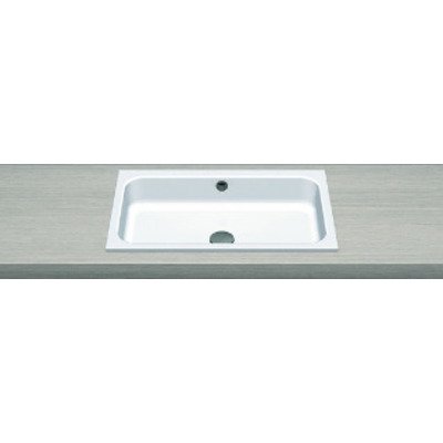 Alape Wastafel D41.5cm 1 kraangat rechthoek Plaatstaal Wit