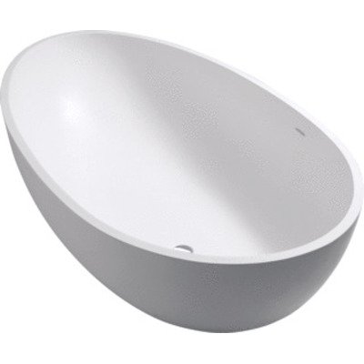 Crosstone Max vrijstaand bad 176x96x51cm ovaal Solid Surface wit mat