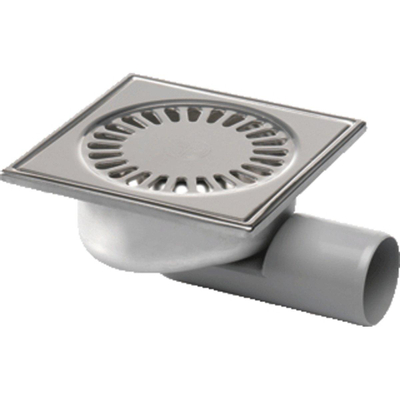 Van den Berg RVS vloerput zij en onderuitlaat 50mm 15x15cm OUTLETSTORE