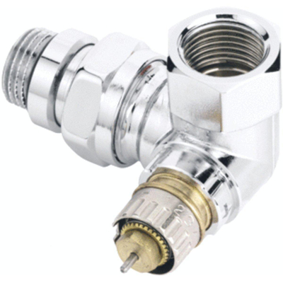 Danfoss RA NC Thermostatische radiatorafsluiter 1/2 bi bu dubbel haaks links chroom