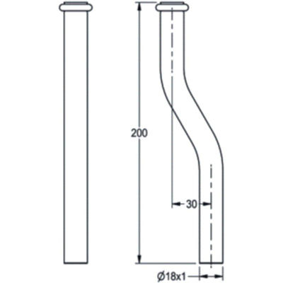 Franke Urinoirspoelpijp L20cm diameter: 1.8cm Messing Chroom