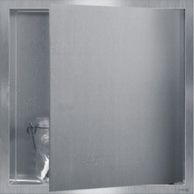 Looox BoX nis - 30x30x10cm - inbouw - met deur - rvs geborsteld