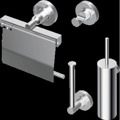 Ideal Standard Iom toiletaccessoires set met handdoekhaak closetrolhouder met deksel met closetborstelgarnituur en reserverolhouder chroom
