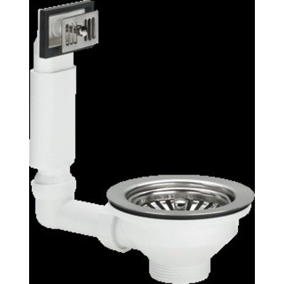 Viega gootsteenafvoer en overloopgarnituur 6/4 x1145mm met korfplug voor gat 90mm RVS