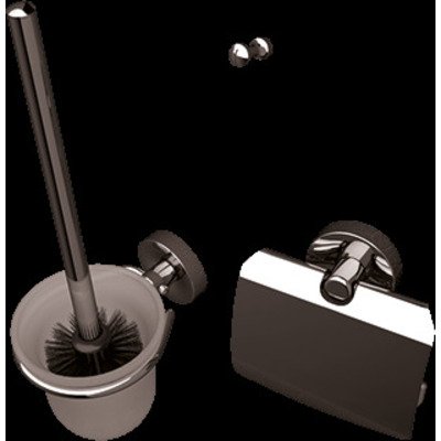 Geesa Luna toiletset compleet met closetrolhouder met klep borstelgarnituur + ophanghaak met extra zwarte borstel chroom