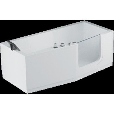 Novellini Iris Combi bad acryl rechts met deur en met 1 paneel 180x75/85x62cm met frame wit
