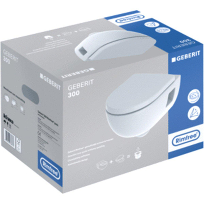 Geberit 300 basic toiletset inclusief Grohe inbouwreservoir en Grohe Arena bedieningsplaat chroom