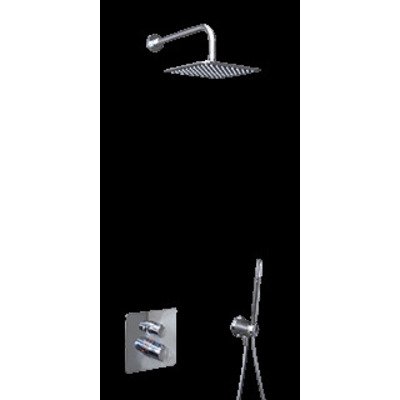 Ideal Standard Showerpack EASY box Slim inbouwkraan thermostatisch met + afbouwdeel met regendouche 200x200mm douchearm staafhanddouche + doucheslang 175cm chroom