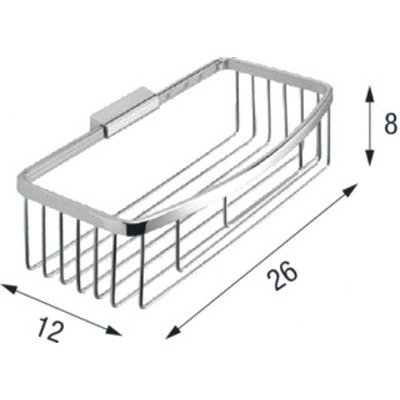 Novellini Korf H8xB26xD12cm rechthoek Metaal Chroom