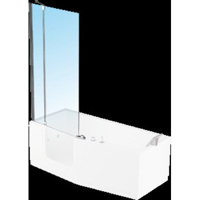 Novellini Iris Combi badwand met vast segment links 86x150cm chroom profiel en helder glas