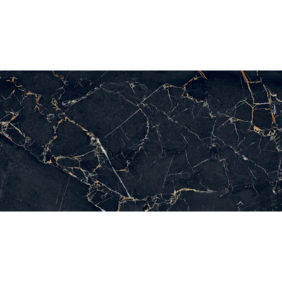 Abk imoker Signoria Vloer- en wandtegel - 60x120cm - gerectificeerd - marmerlook - glans port gold (zwart)