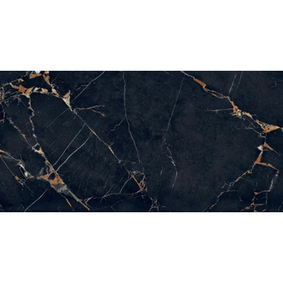 Abk imoker Signoria Vloer- en wandtegel - 60x120cm - gerectificeerd - marmerlook - glans port gold (zwart)