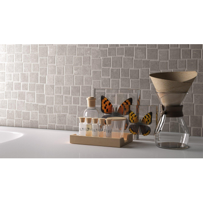 Douglas Jones Fusion Mozaïektegel voor wand 29x33cm 10mm gerectificeerd R10 porcellanato Bright Grey