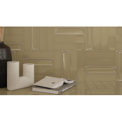 Vtwonen Shapes Wandtegel - 7.5x30cm - round - glans olive