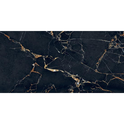 Abk imoker Signoria Vloer- en wandtegel - 60x120cm - gerectificeerd - marmerlook - glans port gold (zwart)