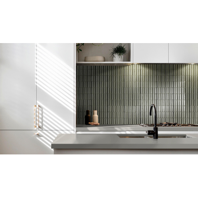 Ragno Glace Wandtegel - 7.5x20cm - decor - structuur - glans muschio