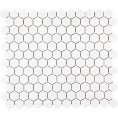 The Mosaic Factory Barcelona mozaïektegel - 26x30cm - wandtegel - Zeshoek/Hexagon - Porselein Extra White Glans