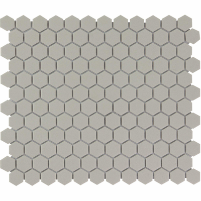 The Mosaic Factory London mozaïektegel - 26x30cm - wand en vloertegel - Zeshoek/Hexagon - Porselein Grey Mat - restpartij 3,9m2 - OUTLET UDEN