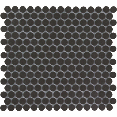 The Mosaic Factory London mozaïektegel - 31.5x29.4cm - wand en vloertegel - Rond - Porselein Black Mat