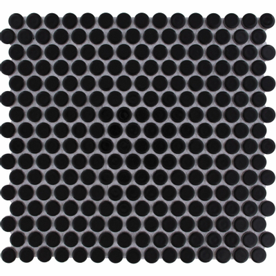 The Mosaic Factory Venice mozaïektegel - 31.5x29.4cm - wandtegel - Rond - Porselein Black Glans