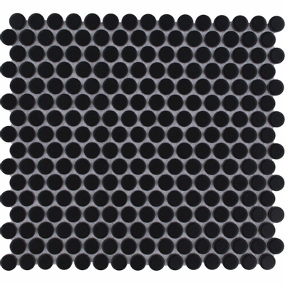 The Mosaic Factory Venice mozaïektegel - 31.5x29.4cm - wand en vloertegel - Rond - Porselein Black Mat