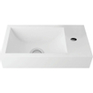 Nemo Spring Keyna fonteinset 40x22cm zonder overloop inclusief 14cm koudwaterkraan en RVS sifon solid surface wit SW385489