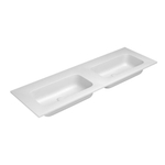 Nemo Stock by Falper Fin meubelwastafel twin met 2 wastafels ceramilux met afvoergat zonder overloop zonder kraangat L1405 x W505 x H143 mm mat wit SW290938