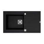 GO by Van Marcke Molto inbouwspoeltafel composiet met 1 bak met afdruip 860 x 500 mm met vierkante manuele plug omkeerbaar zwart SW283668