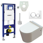Nemo Spring Nemo Spring Moon pack Hangtoilet - Geberit Systemfix - montage element - Geberit Sigma 20 duwplaat wit glans verchroomd - isolatieset Geberit debietmoderator - wit SW287320