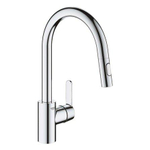 Grohe Get1-gats keukenkraan m. hoge draaibare uitloop m. handdouchevoorsprong 22.3cmchroom SW280652