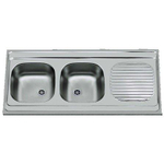 Nemo Start Bordeaux Opbouwspoeltafel - 2 bakken - afdruip - omkeerbaar - 120x60cm - zonder fixatieset - plug - overloopgarnituur - zonder sifon - RVS SW288924